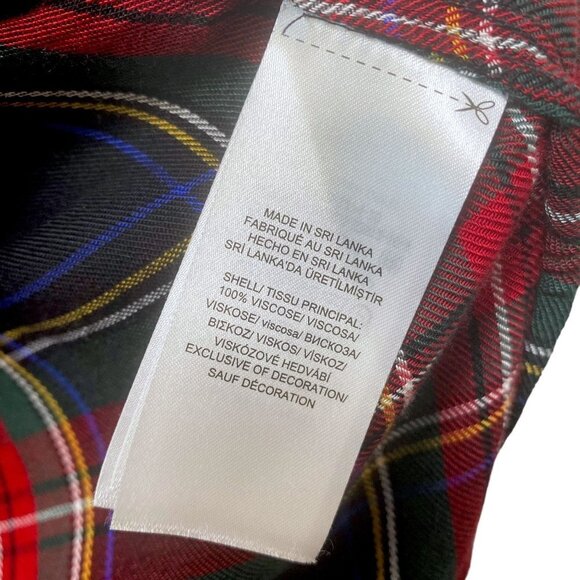 LAUREN RALPH LAUREN Womens Plaid Shirt Medium Petite Button up Crest Blouse Long - Picture 11 of 11